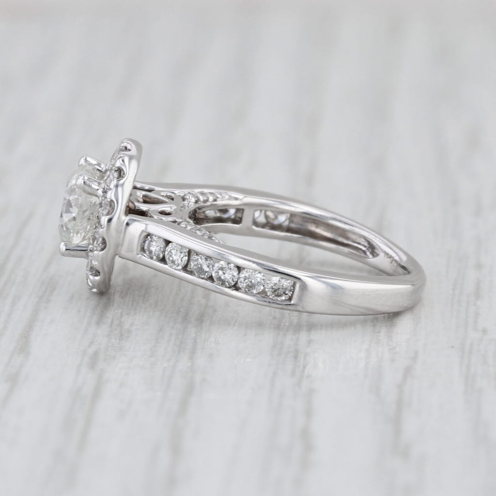 1.93ctw Round Diamond Halo Engagement Ring 14k White Gold Size 5 Cathedral Band
