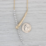 0.75ctw Diamond Y Lariat Necklace 14k Gold Wheat Chain 17.5"