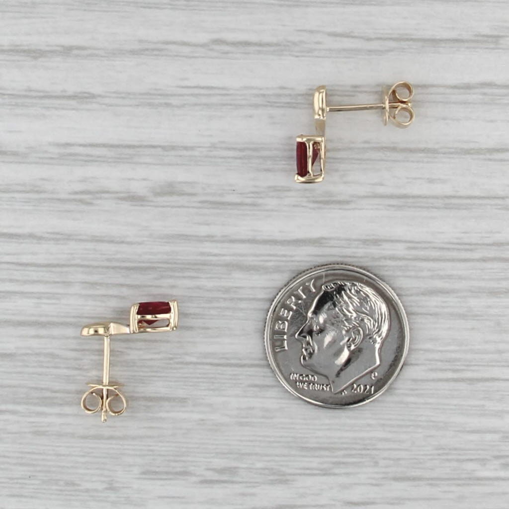 Lab Created Ruby Heart Stud Earrings 10k Yellow Gold Studs