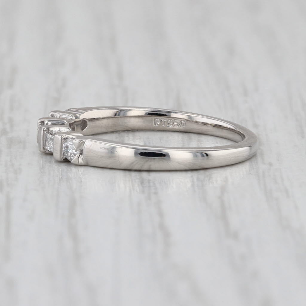 0.26ctw Baguette Diamond Wedding Band 950 Platinum Sz 6.5 Stackable Anniversary