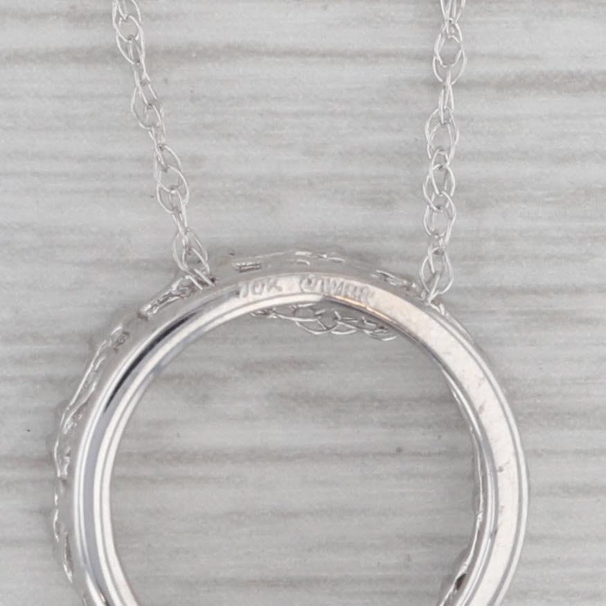 Gray 0.20ctw Diamond Eternity Circle Pendant Necklace 10k White Gold 18" Rope Chain