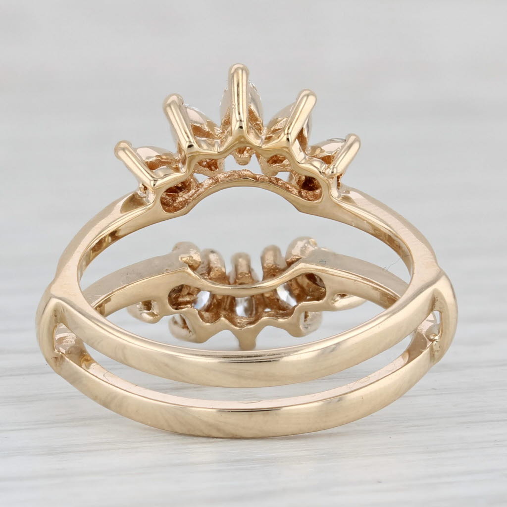 Light Gray 0.60ctw Diamond Ring Jacket Wrap 14k Yellow Gold Size 7.75 Wedding Band