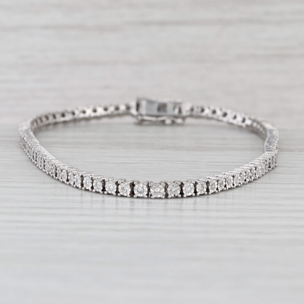 New 0.60ctw Diamond Tennis Bracelet 10k White Gold 8.75" 3mm