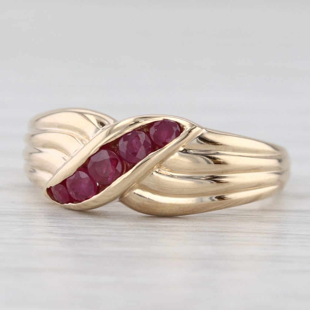 Light Gray 0.33ctw Ruby Overlay Bypass Ring 14k Yellow Gold Size 6