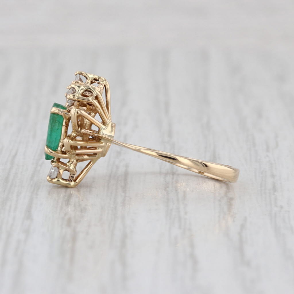 0.47ctw Pear Emerald Diamond Halo Ring 18k Yellow Gold Size 5