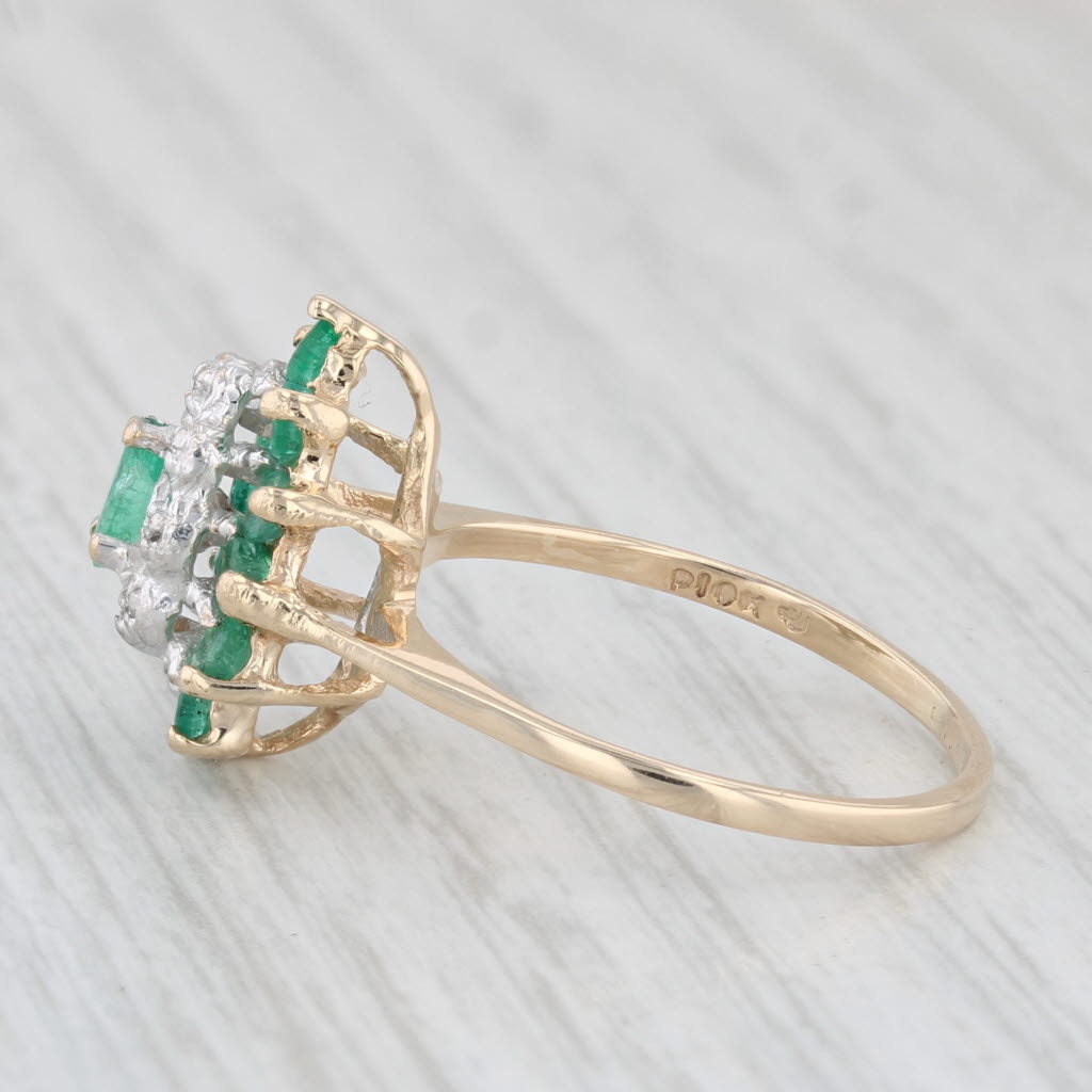 Light Gray 0.68ctw Emerald Diamond Cluster Ring 10k Yellow Gold Size 7.5