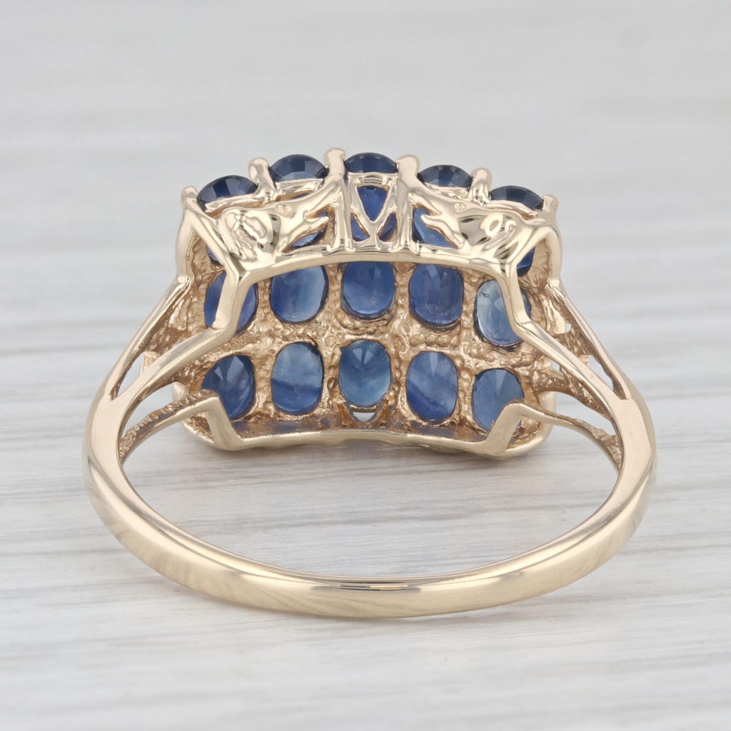 Light Gray 3.25ctw Blue Sapphire Cluster Ring 14k Yellow Gold Size 9 Cocktail