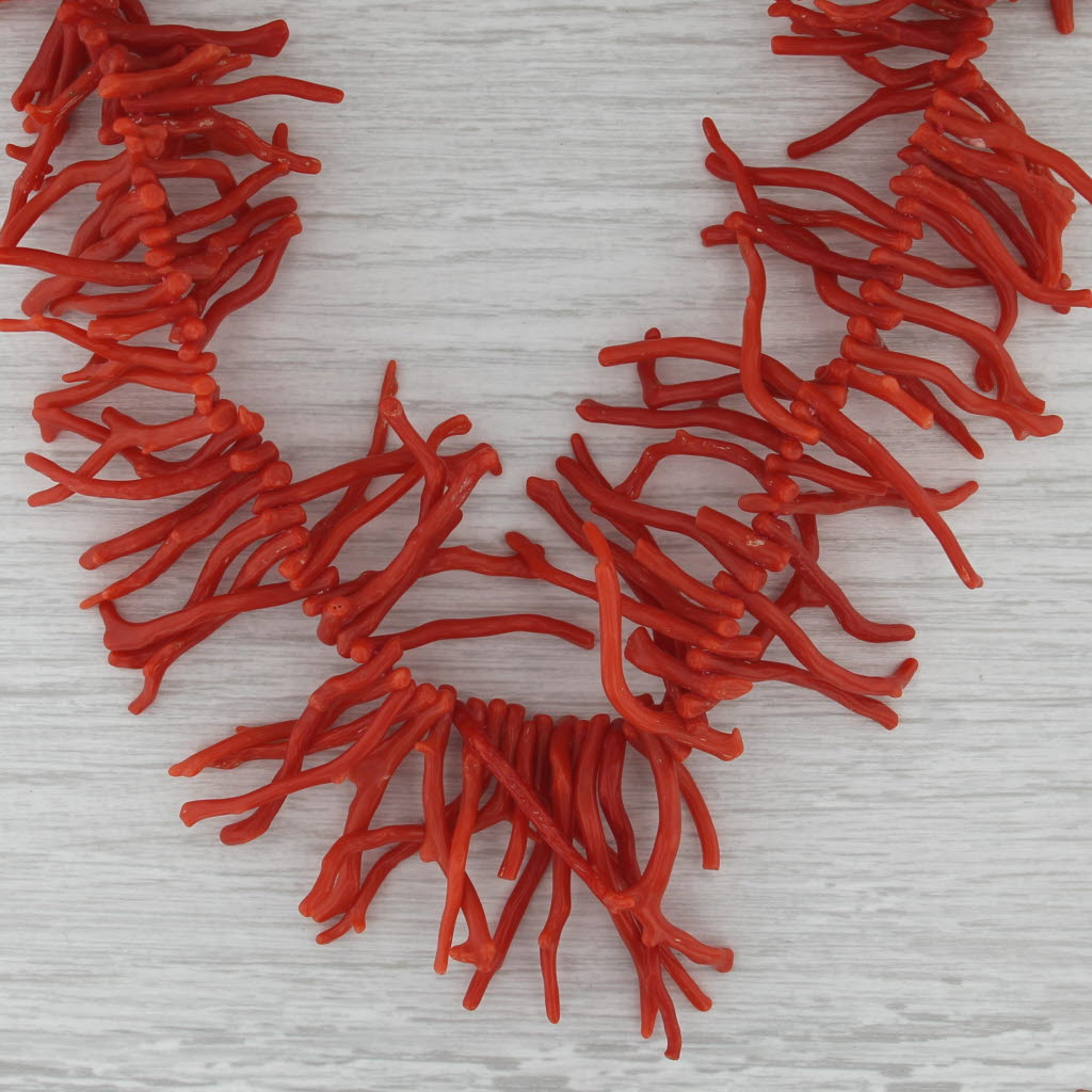 Vintage Coral Statement Necklace 835 Silver Coral Branch Fragment Beads 29"
