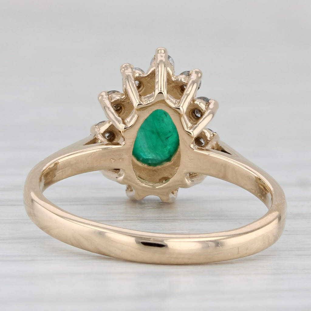 Gray 0.89ctw Pear Emerald Diamond Halo Ring 14k Yellow Gold Size 6.75 Engagement