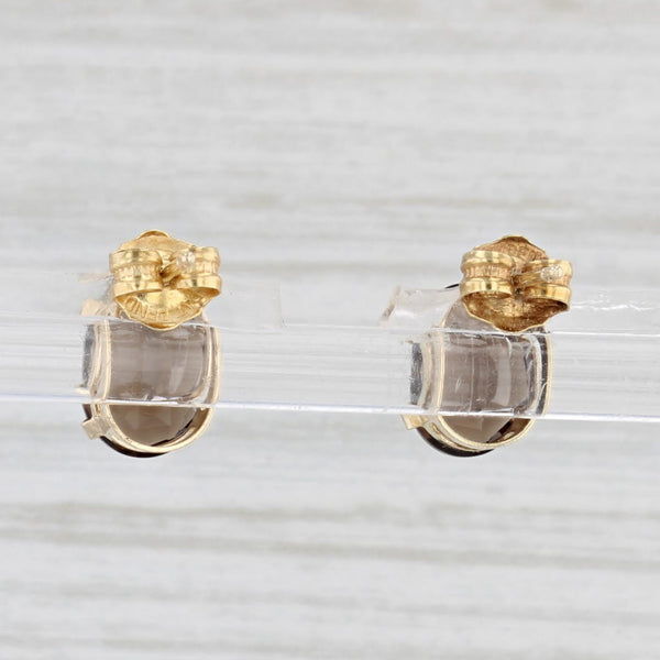 3.40ctw Smoky Quartz Oval Solitaire Stud Earrings 14k Yellow Gold