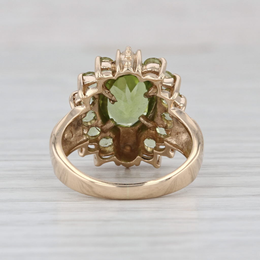 3.20ctw Peridot Halo Ring 14k Yellow Gold Size 5 Cocktail