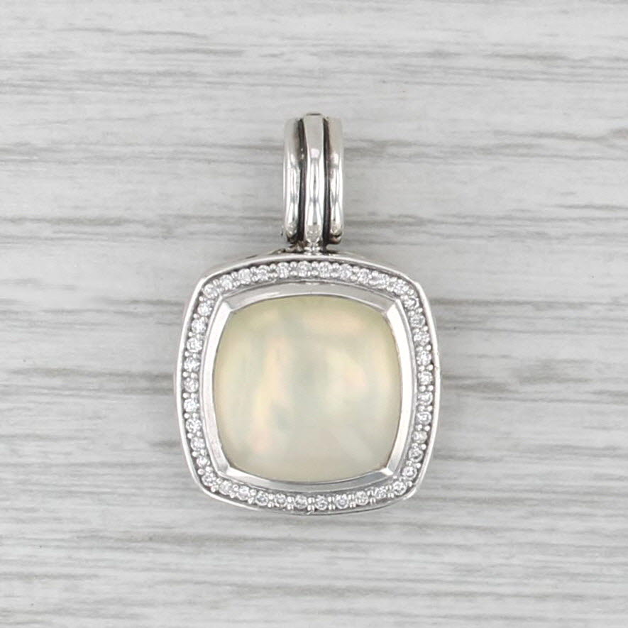 David Yurman Mother of Pearl Chalcedony 0.30ctw Diamond Pendant Sterling Silver