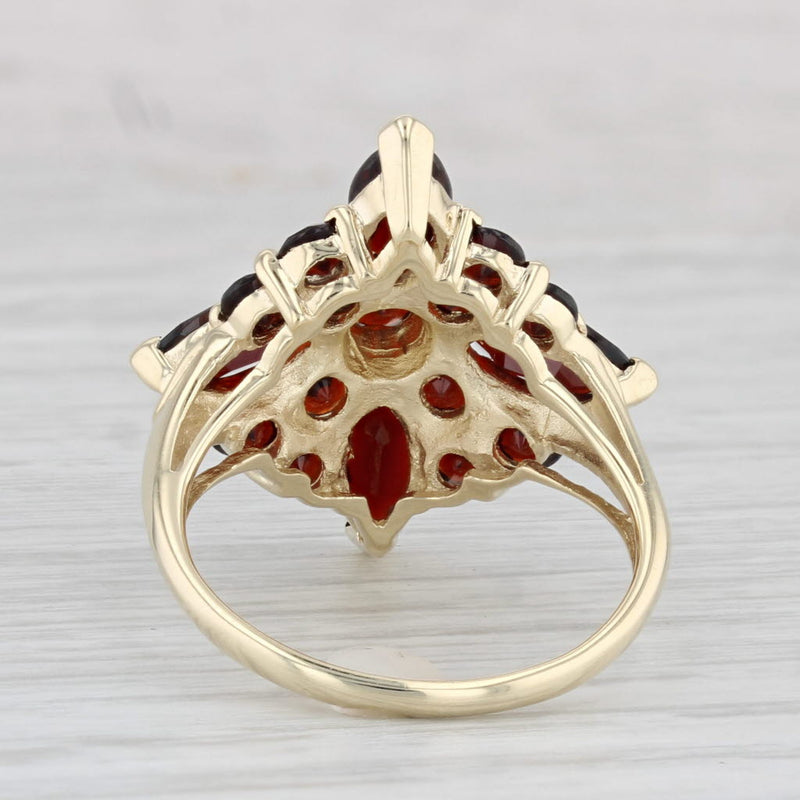 4.60ctw Garnet Flower Cluster Cocktail Ring 10k Yellow Gold Size 7.25