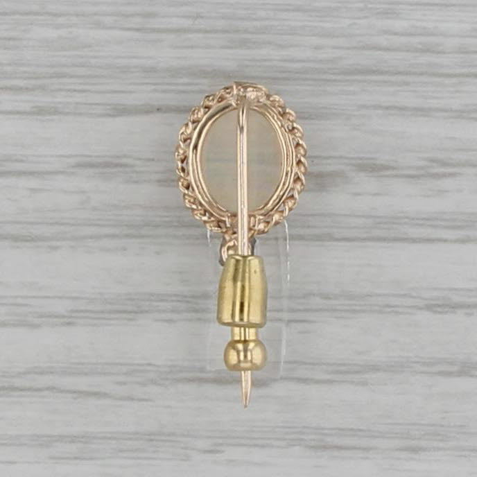 Opal Diamond Small Stickpin 14k Yellow Gold Oval Cabochon