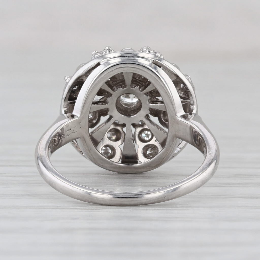 Vintage Jabel 0.48ctw Diamond Engagement Ring 18k White Gold Size 5.5 Cluster