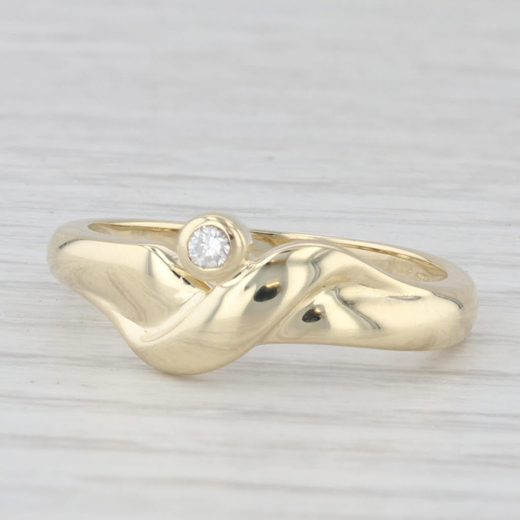 Light Gray Diamond Solitaire Knot Ring 14k Yellow Gold Size 7.5