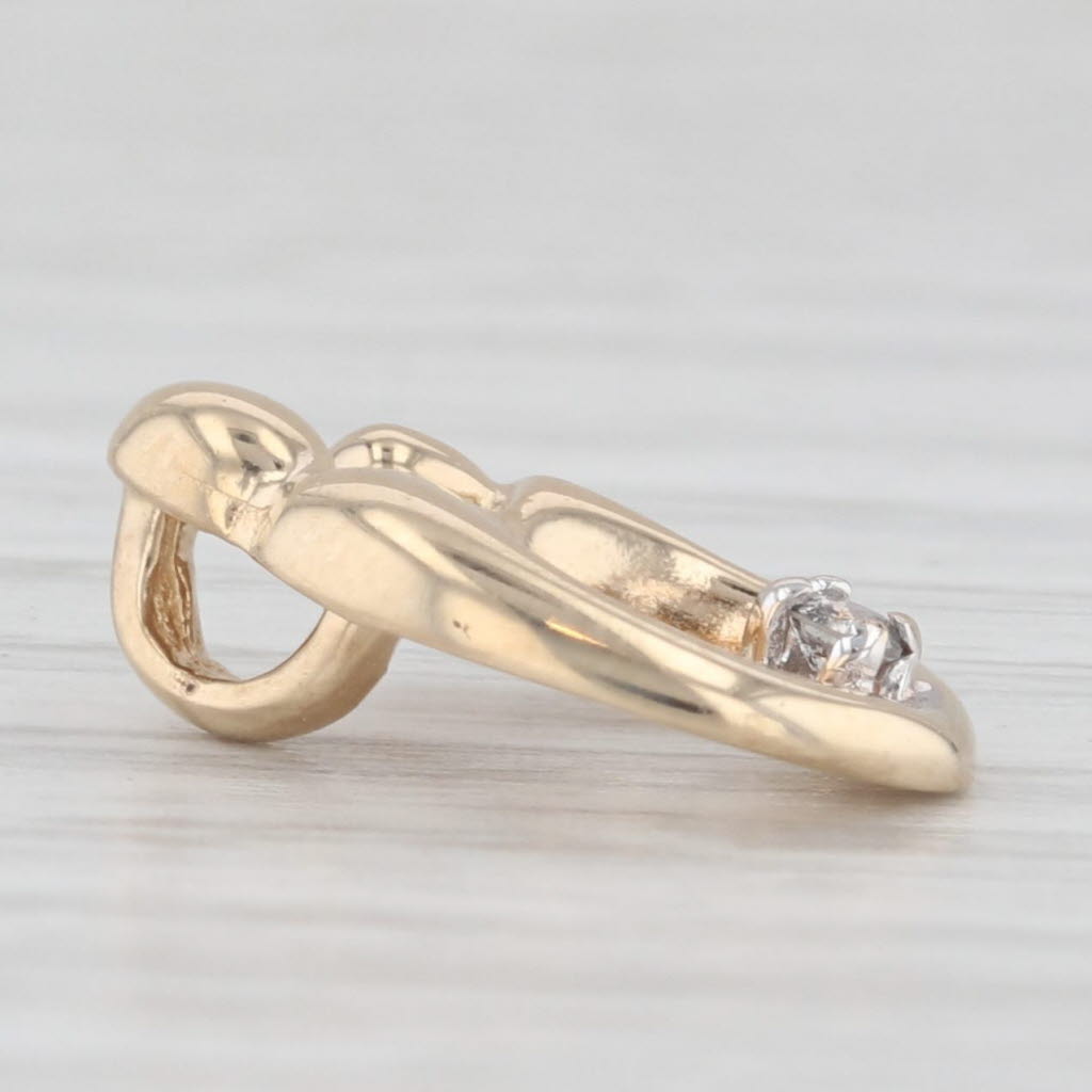 Light Gray Diamond Accented Mother & Child Pendant 10k Yellow Gold Gift Keepsake Small Drop