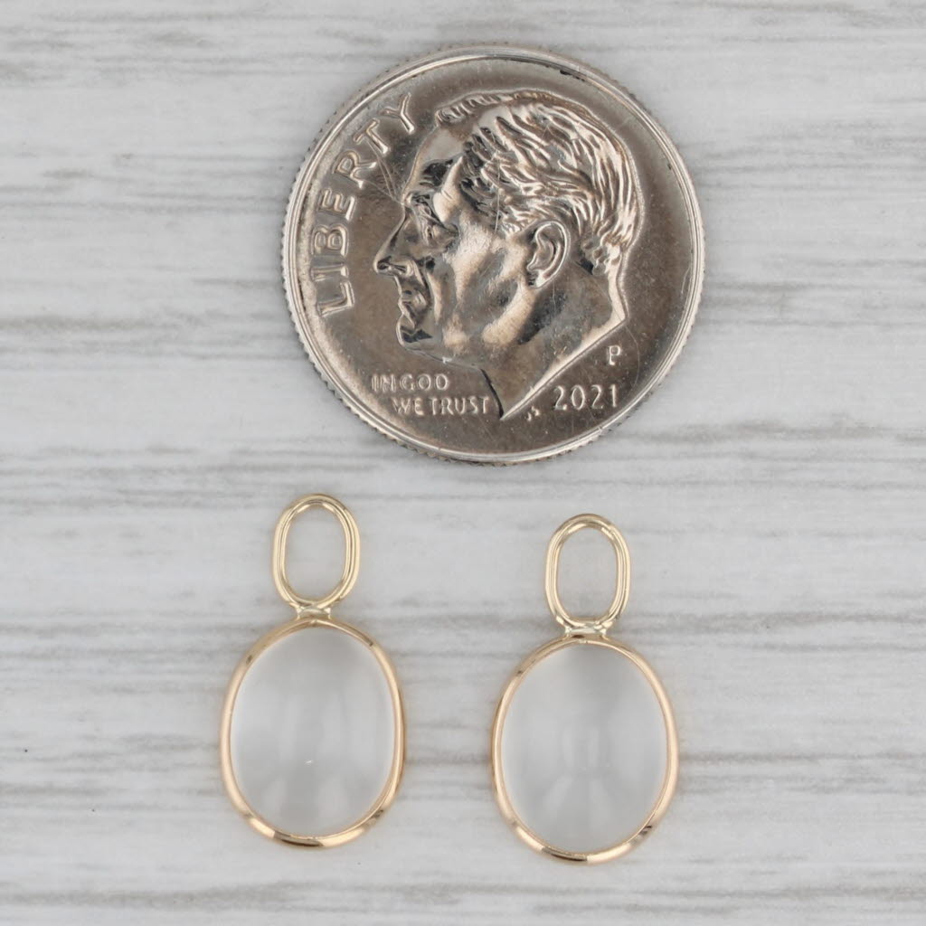 Gray Moonstone Earring Charms 14k Yellow Gold Enhancers