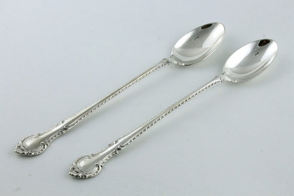 Light Gray Set of 2 Vintage Gorham English Gadroon Sterling Silver Iced Tea Spoons 7.5"