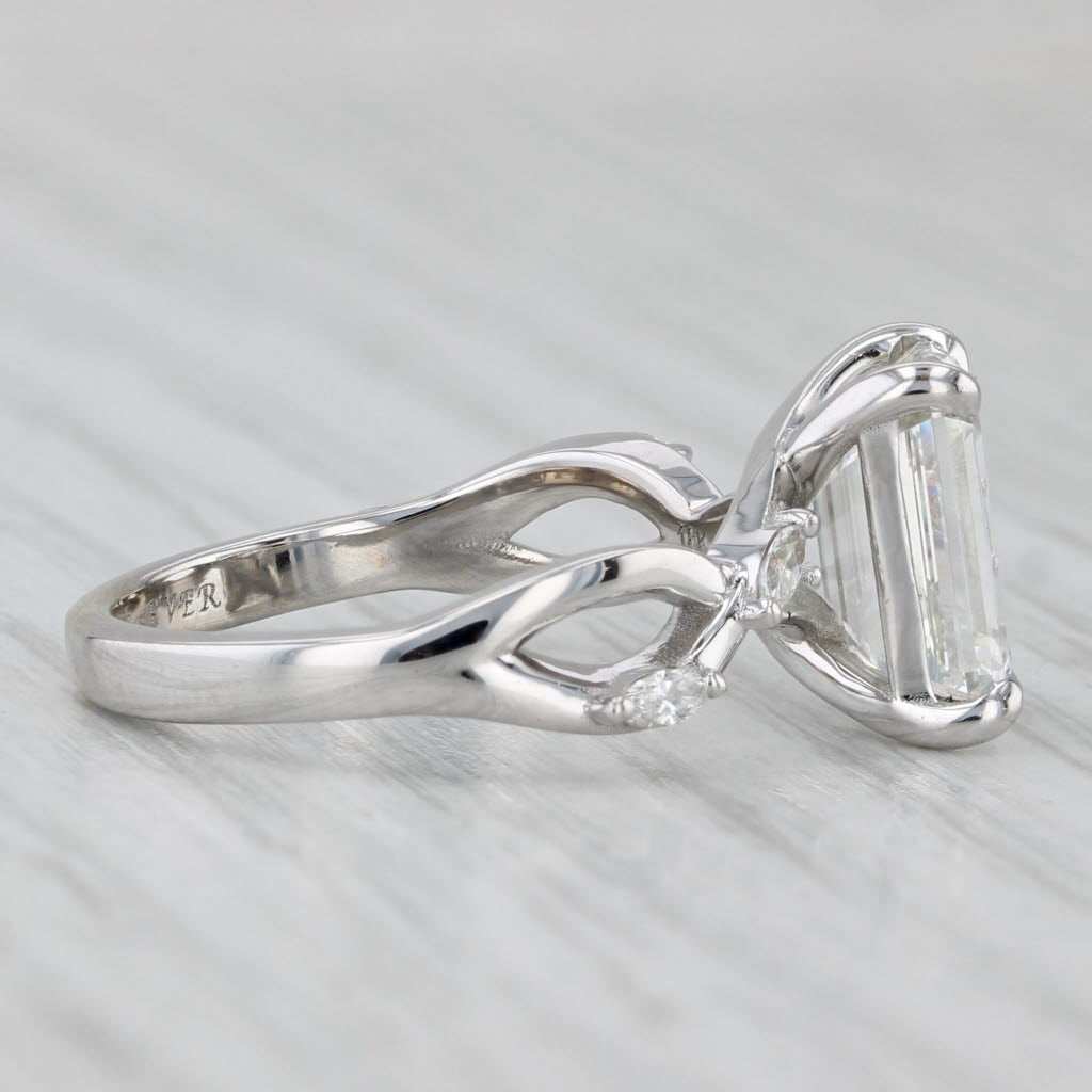 Gray Lab Grown 3.20ct VVS2 H Emerald Cut Diamond Engagement Ring 18k White Gold Sz 6