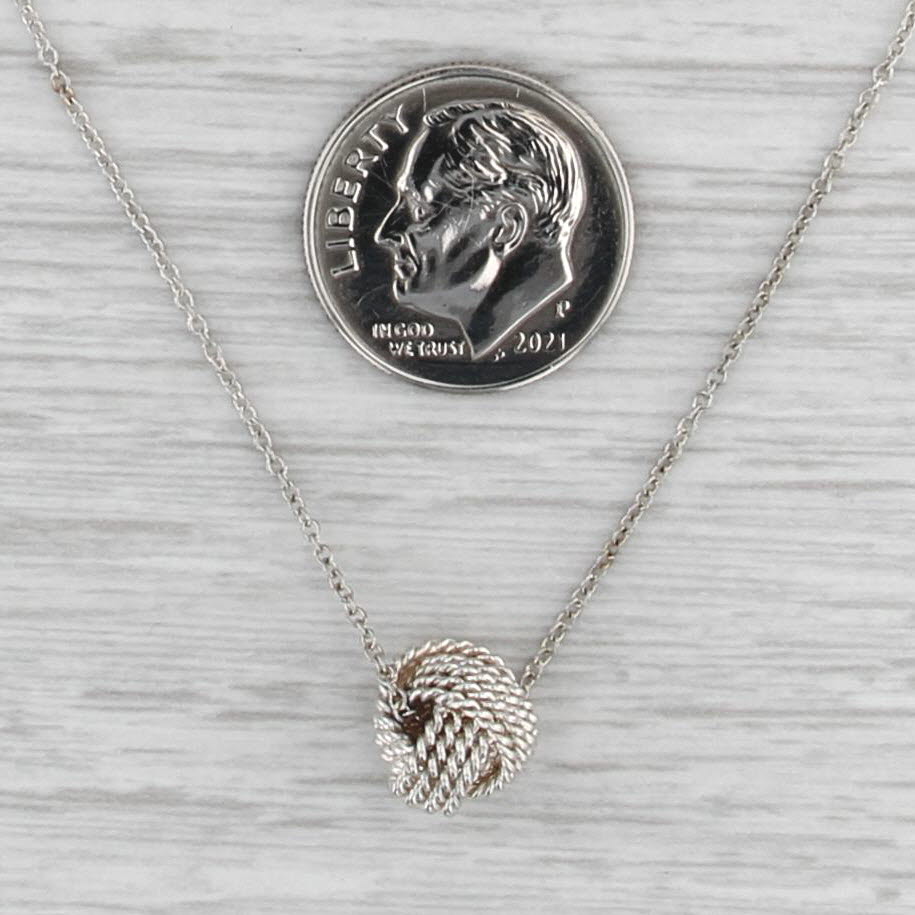 Tiffany Somerset Love Knot Pendant Necklace w/ Pouch Sterling Silver 16"