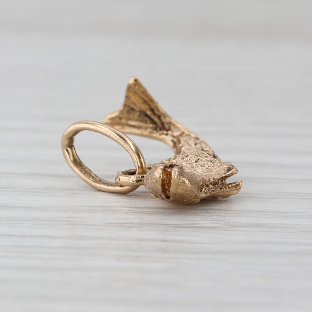 Flapping Fish Pendant 14k Yellow Gold Nautical Charm