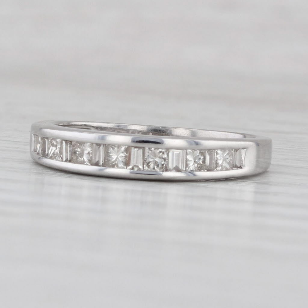 Light Gray 0.52ctw Diamond Wedding Band 14k White Gold Anniversary Ring Size 7.25 Stackable
