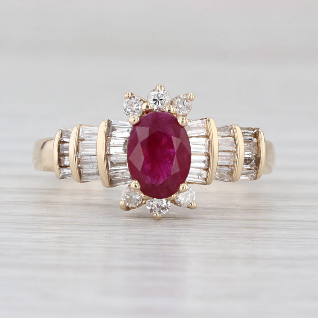 1.42ctw Oval Ruby Diamond Ring 14k Yellow Gold Size 8