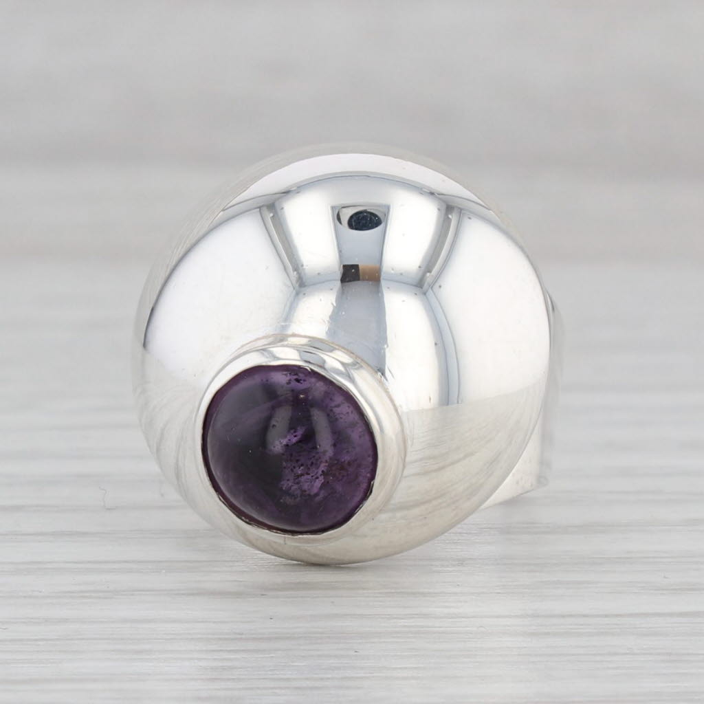 Light Gray Amethyst Dome Modernist Ring Sterling Silver Niel Erik Denmark Vintage Size 7.5