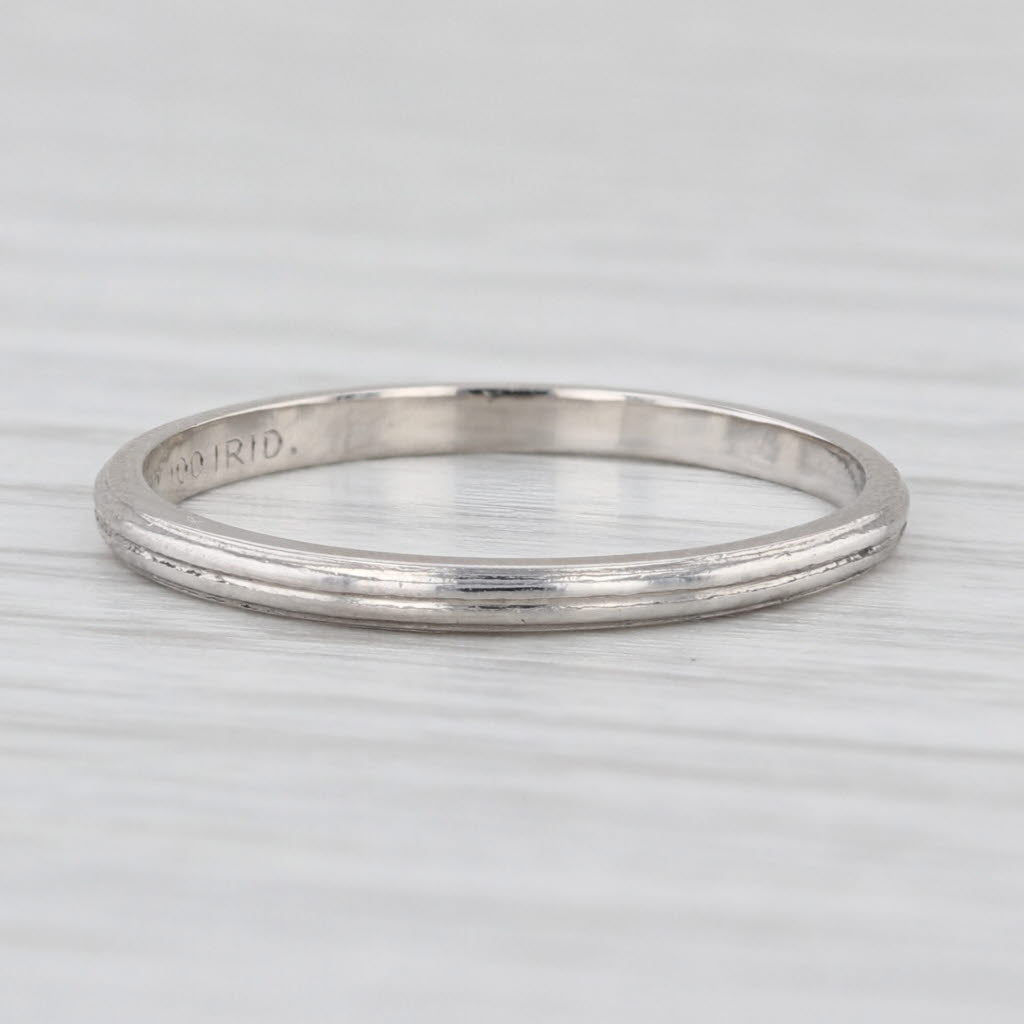 Vitnage Ridged Pattern Wedding Band 900 Platinum Size 6.25 Ring Stackable