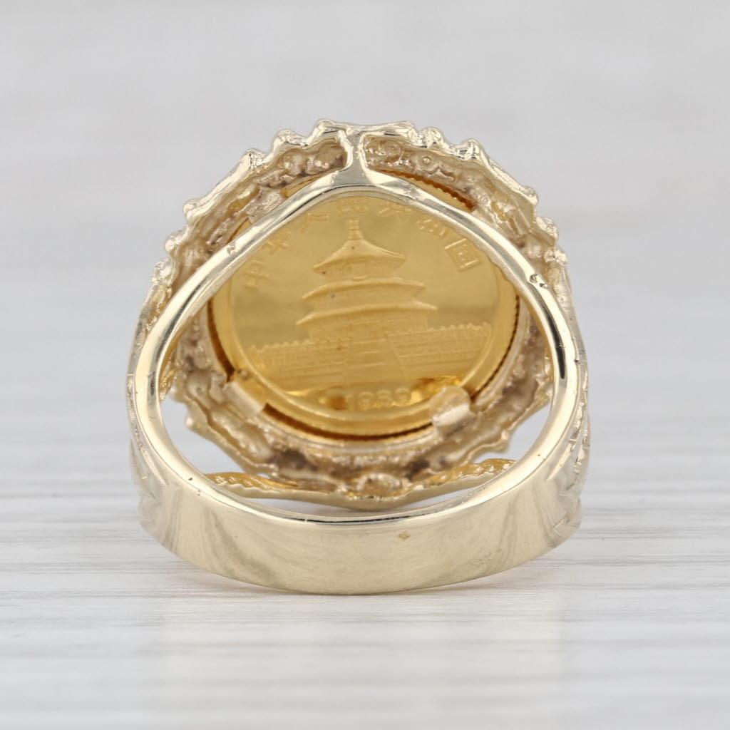 1989 Authentic Chinese Panda Coin Ring 1/20 Fine Gold 14k 5 Yuan Size 7
