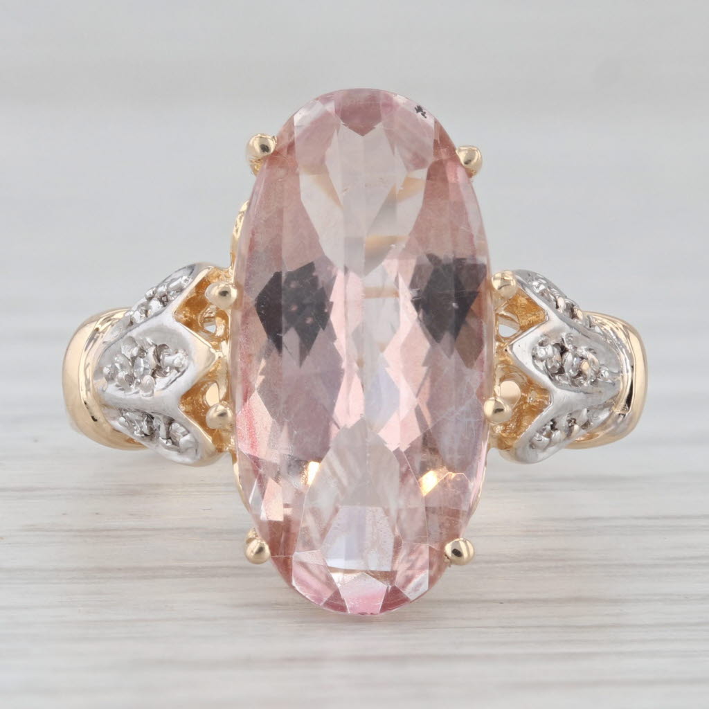 Gray 9.25ctw Pink Mystic Topaz Diamond Ring 14k Yellow Gold Size 7