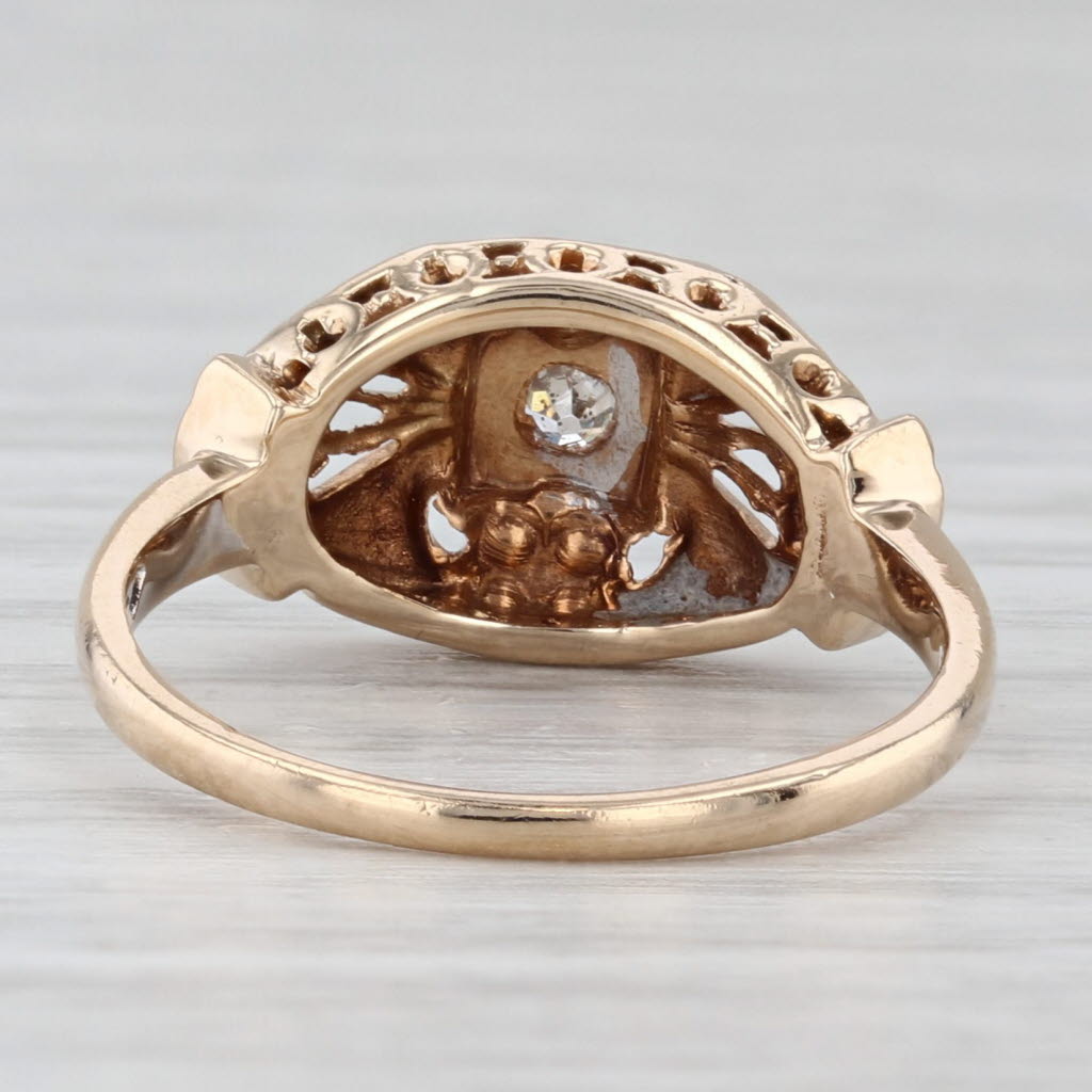 Vintage Diamond Ring 12k -13k Yellow Gold Size 6.75