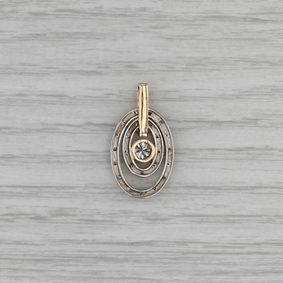 0.42ctw Diamond Pendant 14k White Yellow Gold Interlocking Ovals