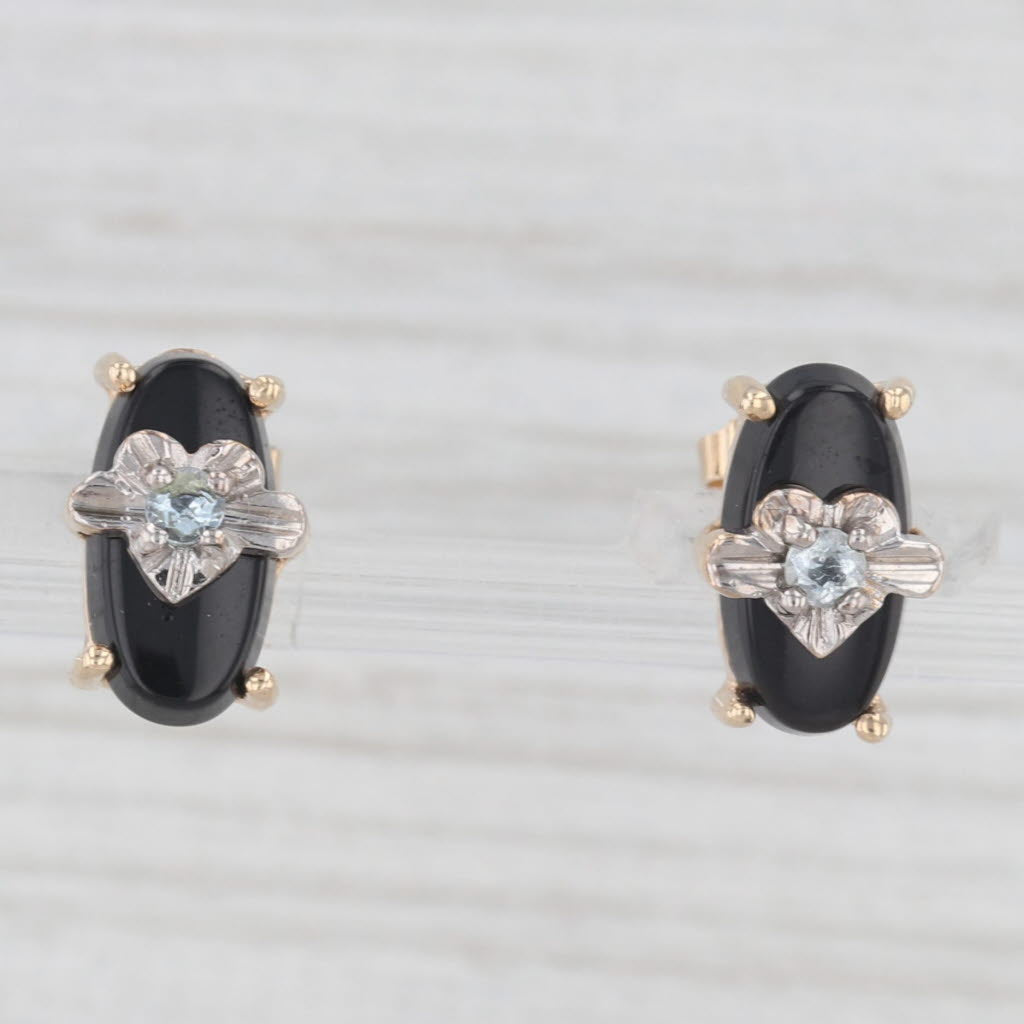 Light Gray Onyx Cubic Zirconia Heart Stud Earrings 10k Yellow White Gold