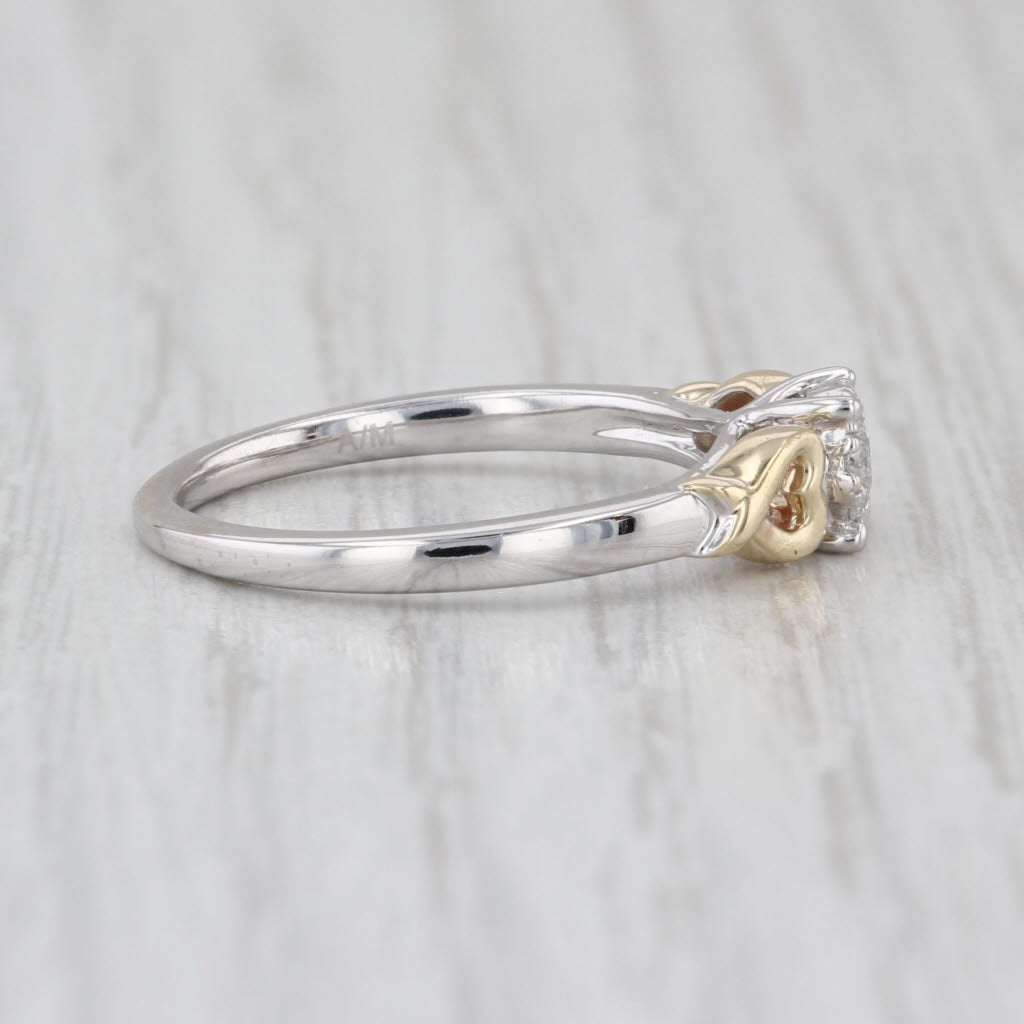 0.15ctw Diamond Halo Engagement Ring 10k White Yellow Gold Size 7 Heart Accents
