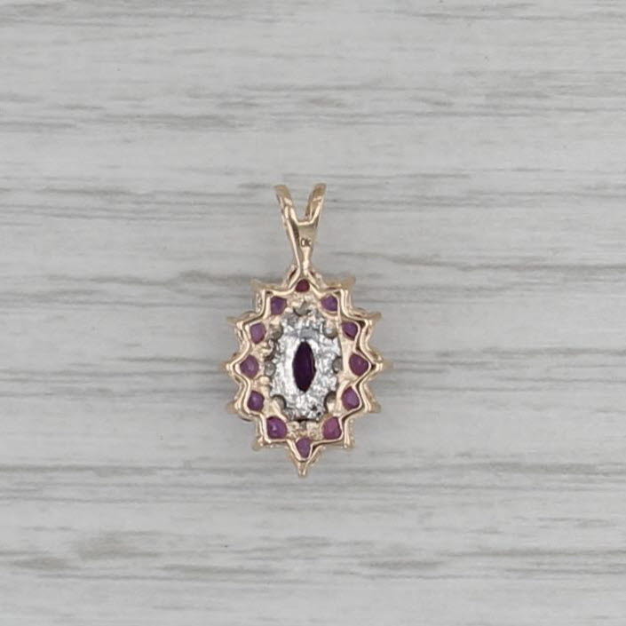 1.03ctw Purple Sapphire Diamond Pendant 10k Yellow Gold Small Drop