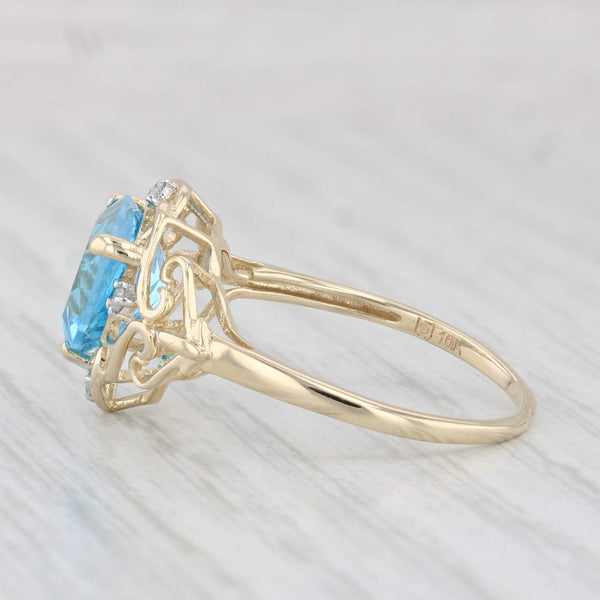 2.81ctw Blue Topaz Diamond Ring 10k Yellow Gold Size 8.75