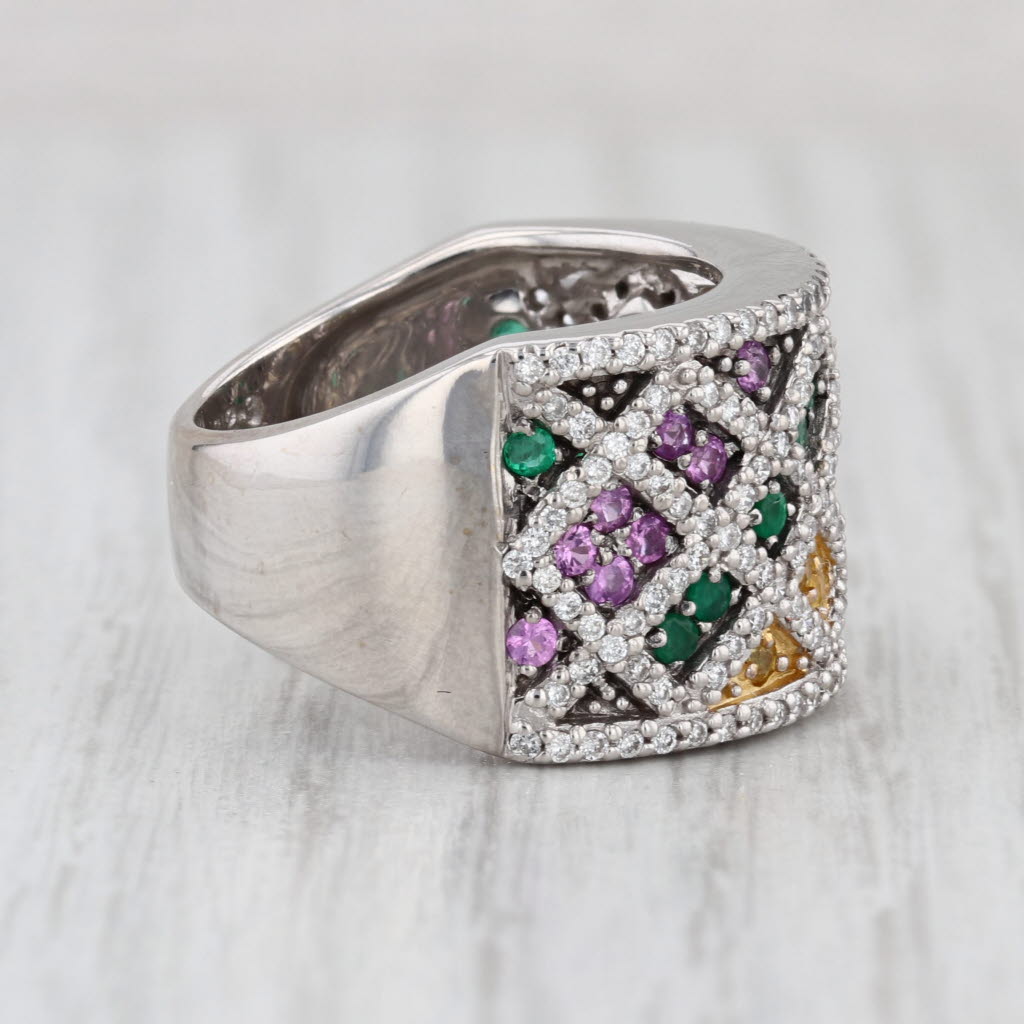 Le Vian 1.42ctw Diamond Sapphire Emerald Ring 14k White Gold Size 7 Cocktail