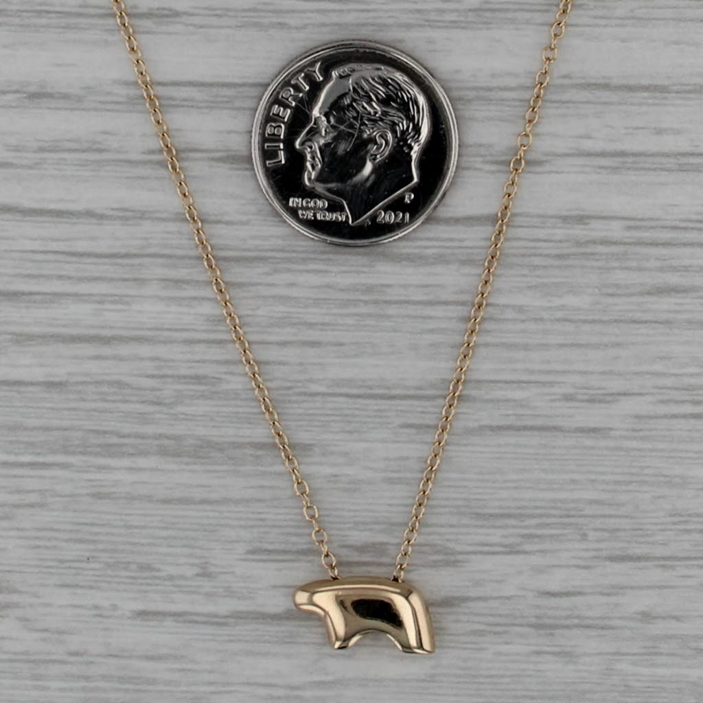 Small Bear Pendant Necklace 14k Yellow Gold 18.5" Cable Chain