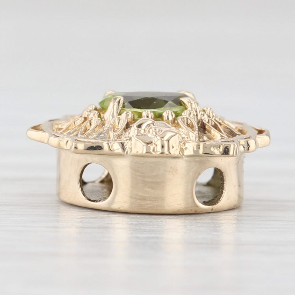 Light Gray 0.50ct Oval Peridot Slide Bracelet Charm 14k Yellow Gold Vintage Old Victoria