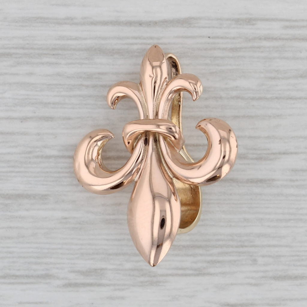 Gray Fleur De Lis Pendant 10k Rose Gold French Symbol