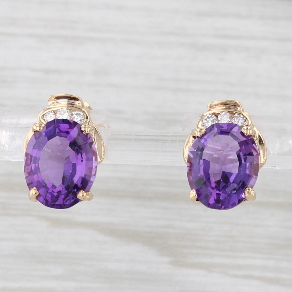 Light Gray 4.99ctw Amethyst Solitaire Stud Earrings 14k Yellow Gold