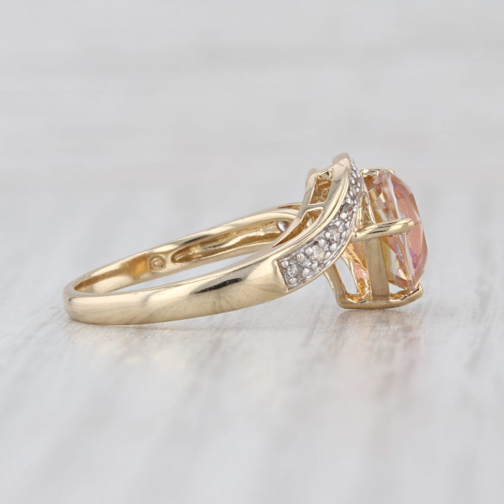 2.68ctw Mystic Topaz Diamond Bypass Ring 14k Yellow Gold Size 7.25