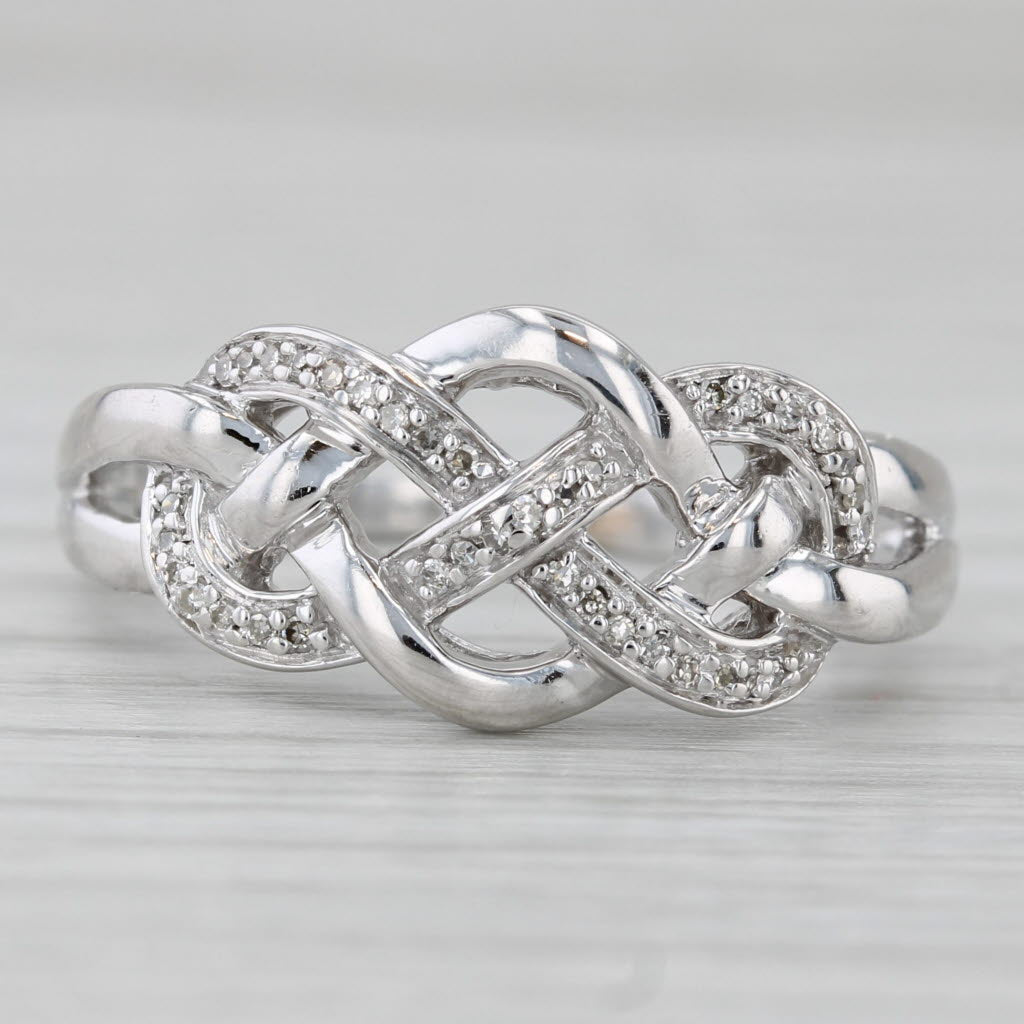 Gray Diamond Celtic Knot Ring 10k White Gold Size 8.5