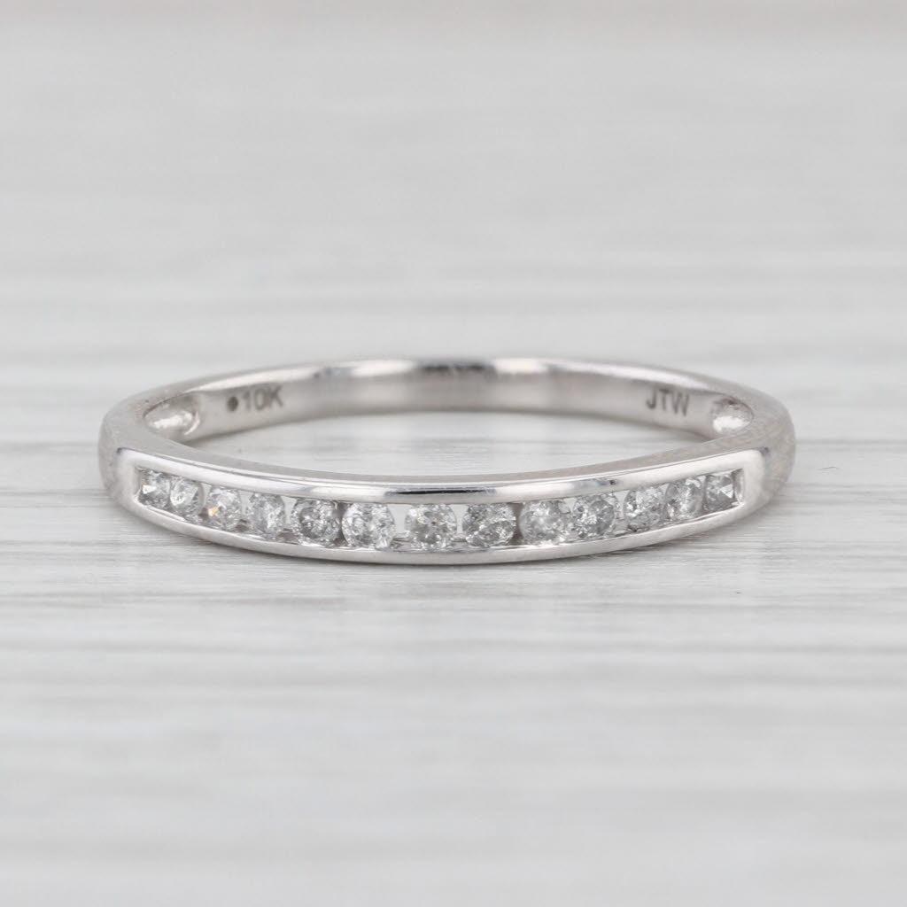 0.13ctw Classic Diamond Wedding Band 10k White Gold Stackable Anniversary Ring
