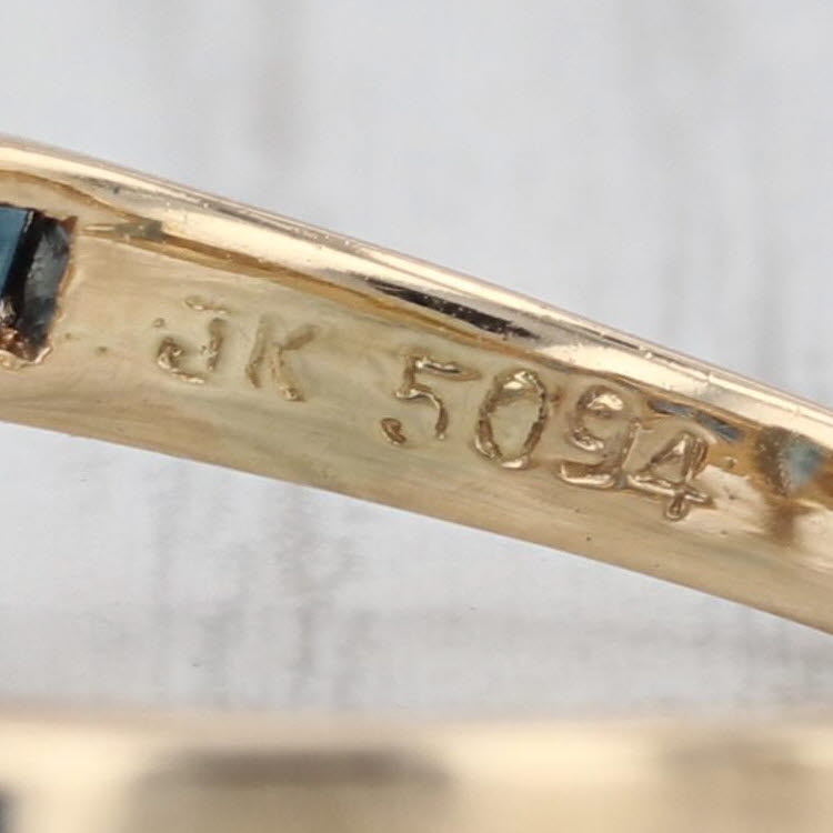 0.95ctw Blue Sapphire Diamond Ring 14k Yellow Gold Size 6.5