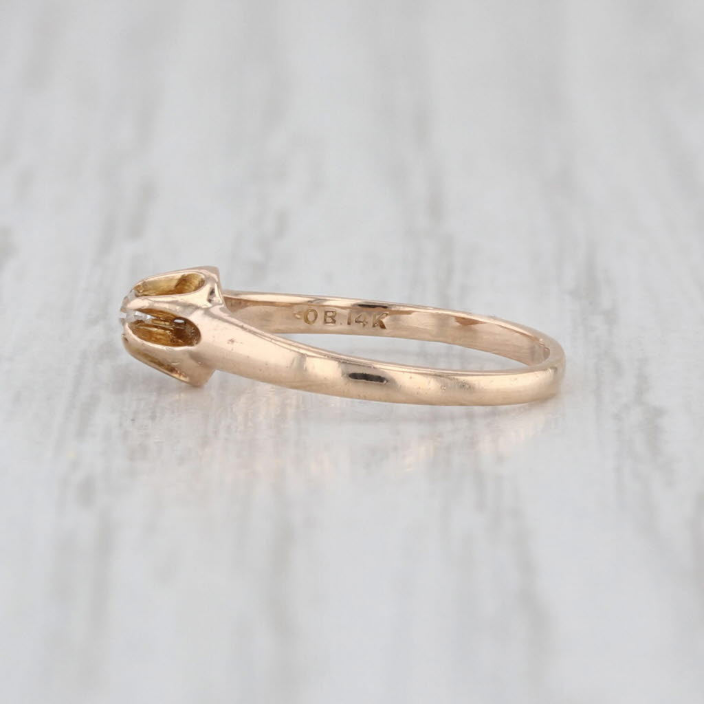 Vintage Ostby Barton Diamond Solitaire Ring 14k Yellow Gold Small Baby Size