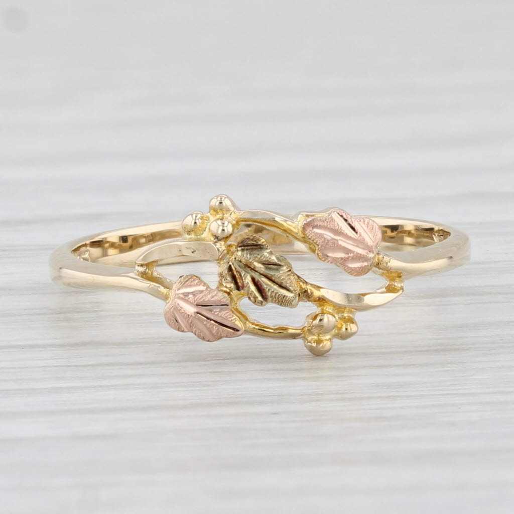 Light Gray Black Hills Gold Jewelry Co Leaf Ring 10k 12k Yellow Green Rose Gold Size 6