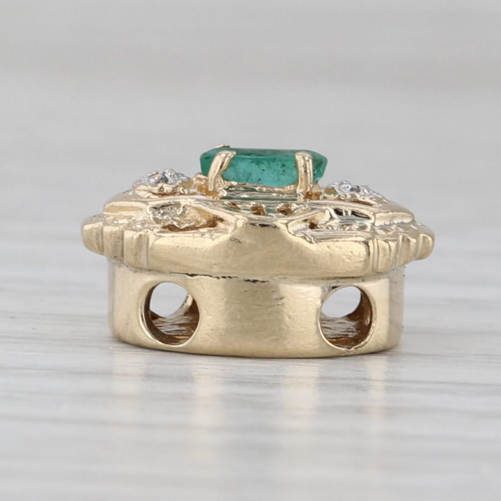 Gray 0.15ct Emerald Diamond Slide Bracelet Charm 10k Gold Vintage Richard Klein